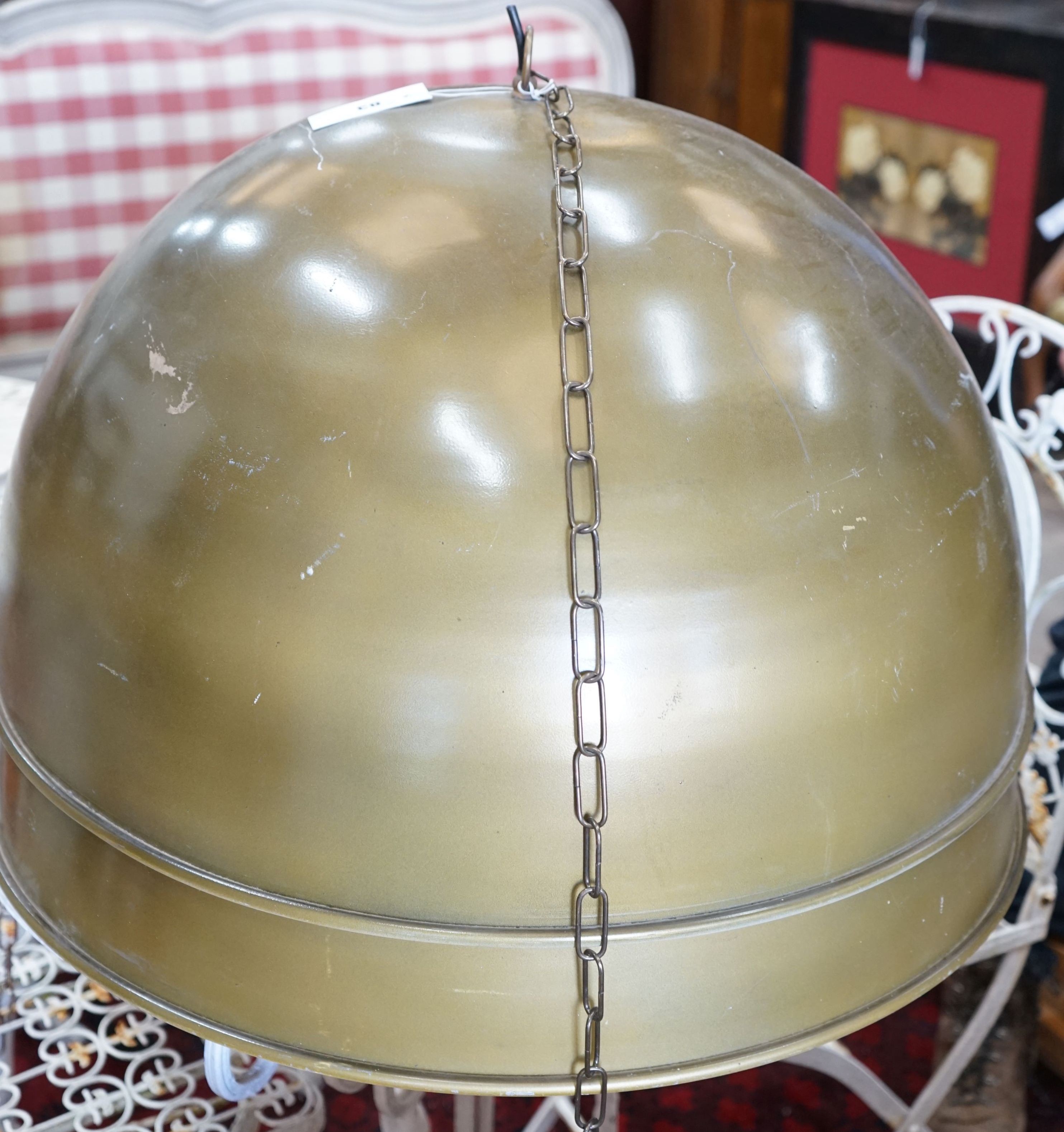 A pair of large circular ceiling shades, diameter approximately 70cm